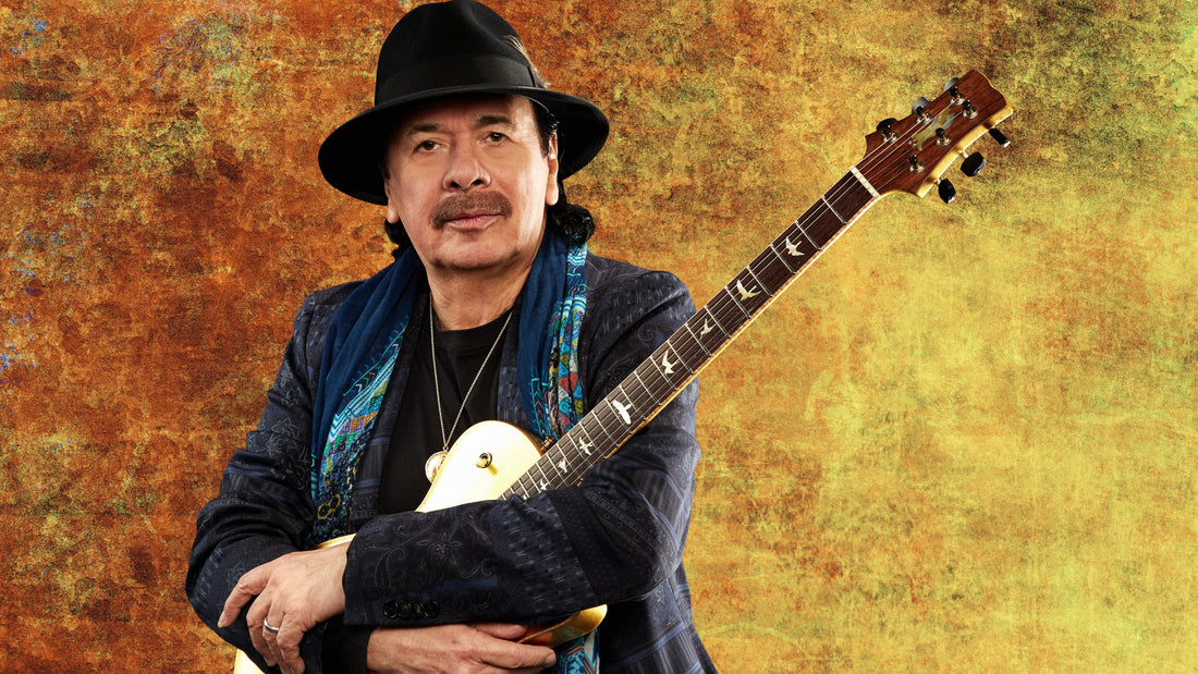 Carlos Santana performing guitar with his signature expressive tone and phrasing